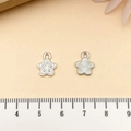 White enamel cherry blossom pendant charm for DIY bracelets with silver-tone metal finish - White Small Cherry Blossom (21896)