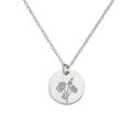 Elegante collana d'argento con fiore della nascita e ciondolo tondo minimalista - Novembre D'argento
