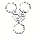 Dettaglio del set di 3 portachiavi puzzle a cuore per mamma, sorella maggiore e minore - Set Cuore - Stile Mamma (BXK156)