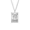 Makroaufnahme des silbernen Edelstahl-Hierophant-Tarotanhängers mit V-Gravur - Silber - Der Hierophant
