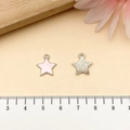 Pink star-shaped oil drip charm with silver back texture for DIY bracelet jewelry - Pink Five-Pointed Star (21908)