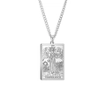 Detailansicht des silbernen Edelstahl-Anhängers mit Temperance-Tarotkarte und Gravur - Silber - Die Mäßigkeit