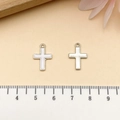 White enamel and brushed silver cross charms for DIY jewelry making 1.6cm size - White Cross (21910)