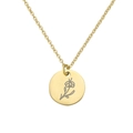 Collana dorata con ciondolo floreale di nascita e incisione minimalista su catena - Oro Febbraio