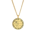 Macro detail of gold stainless steel seal of Solomon talisman pendant with Hebrew symbols - Hebrew Inscription (Style 3)