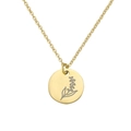 Collana in oro inossidabile con ciondolo a ramo rotondo minimalista e catena a O - Maggio Dorato