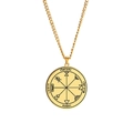 Golden stainless steel Solomon seal amulet pendant necklace with mystical Hebrew symbols - Hebrew Characters (Style 1)