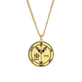 Close-up of gold stainless steel Seal of Solomon pendant with detailed rope chain - Key of Solomon Symbol (Style 4)