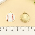 DIY honkbal hanger van wit emaille en goudkleurige legering met maataanduiding - Honkbal Softbal (19633) / Klein 21x18mm / Witte Emaille