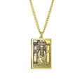 Detail der goldenen Hohepriesterin Tarot-Halskette mit Gravur und Panzerkette aus Stahl - Gold - Die Hohepriesterin