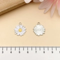 White enamel daisy charms with yellow center for DIY jewelry making and sweet bracelets - White Chrysanthemum (21927)