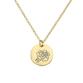 Collana in acciaio inossidabile dorato con fiore di nascita e ciondolo rosa inciso - Oro Settembre