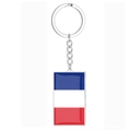 Porte-clés rectangulaire en acier inoxydable avec le drapeau français bleu blanc rouge - Style France