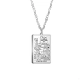Makroaufnahme des silbernen Tarot-Anhängers Tod aus Edelstahl mit feinen Gravurdetails - Silber - Tod