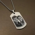 Customized photo pendant necklace with laser engraved portrait and durable box chain link - 2.5x4cm / Silver