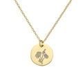 Collana dorata in acciaio con ciondolo a moneta e incisione floreale su bianco - Oro Novembre