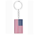 Détail d'un porte-clés rectangulaire en acier inoxydable avec le drapeau américain - États-Unis
