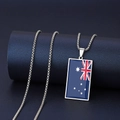 Detailed close-up of Australia flag necklace with epoxy pendant on a steel chain - Australia