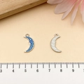 Blue oil-drop moon pendant with stars and silver crescent charm for DIY bracelet jewelry - Lake Blue Moon (21937)