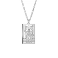 Detailansicht der silbernen Tarot-Halskette mit Justitia-Anhänger und O-Kette - Silber - Gerechtigkeit