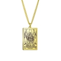 Detail der goldenen Tarot-Halskette mit Gerechtigkeit-Anhänger und Panzerketten-Design - Gold - Gerechtigkeit