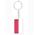 Porte-clés rectangulaire en acier inoxydable avec motif drapeau rouge et blanc fini argent - Monument de Pologne