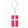 Porte-clés drapeau danois avec motif croix rouge et blanche en acier inoxydable poli - Navire Viking Danemark
