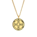 Golden stainless steel Seal of Solomon necklace with Hebrew engraved medallion charm - Round Hebrew Script Medallion (Style 6)