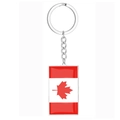 Porte-clés rectangulaire en acier inoxydable avec drapeau Canada et couche époxy - Canada