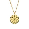 Golden Solomon talisman pendant necklace with mystical Hebrew engravings in gold finish - Seal of Solomon Theme (Style 7)