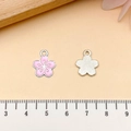Pink cherry blossom flower enamel pendant for DIY jewelry making shown front and back - Deep Pink Small Cherry Blossom (21876)