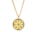 Golden Seal of Solomon Jupiter talisman pendant with Hebrew engraving on cross chain - Amulet Engraving (Style 8)