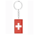 Porte-clés en acier inoxydable poli avec breloque rectangulaire drapeau suisse - Suisse