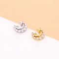 Macro view of gold and silver crescent moon earrings with cubic zirconia inlay and star - Silver Star Moon Style (4#)