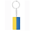 Porte-clés en acier poli avec pendentif rectangulaire aux couleurs du drapeau ukrainien - Ukraine