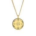 Golden stainless steel Seal of Solomon talisman necklace with Hebrew engraving - Star of David Amulet (Style 11)