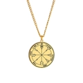 Golden Key of Solomon talisman necklace with mystical geometric symbols and Hebrew engraving - Key of Solomon Rune (Style 13)