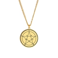 Gold stainless steel Seal of Solomon talisman necklace with Hebrew characters and star - Pentagram Occult Style (Style 15)