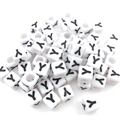 Cuentas de cubo acrílicas blancas de 6mm con letra Y negra para joyería artesanal - Cuenta de Letra Cuadrada Blanca Y