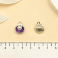 Pendentif coquillage émaillé violet avec perle blanche pour la création de bijoux DIY - Coquille de Perle Océan Violette (15385)
