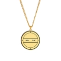 Golden stainless steel Solomon seal amulet necklace with Hebrew engravings on round pendant - Hebrew Character Medal (Style 16)