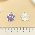 Pendentif patte de chat en alliage violet avec émail et texture soleil au dos - Patte d'Ours Chat Violette (18833)