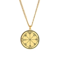 Golden Seal of Solomon amulet pendant necklace with detailed Hebrew engraving on fine chain - Seal of Solomon Amulet (Style 17)