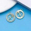 Golden Sagittarius zodiac charm with sparkling rhinestones and radial textured finish - KC Gold Sagittarius