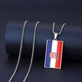Rechteckige Halskette aus Edelstahl mit Kroatien-Flagge aus Emaille und Box-Kette - Kroatien