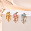 Detailed view of cubic zirconia star earrings in gold, rose gold and silver finishes - Snowflake Tassel (7#)