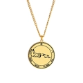 Gold stainless steel Solomon Seal Mars amulet necklace with Hebrew engravings and Star of David - Hand Pointing and Hebrew (Style 22)