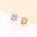 Sternförmige Ohrstecker in Gold und Silber mit Opal-Effekt und kleinen Kristallen - Gold Sternenregen Stil (3#)