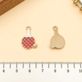 DIY tafeltennisbatje hanger met rood emaille, imitatieparel en goudkleurige finish - Parel Tafeltennisracket (21739) / 20x13mm / Rood Emaille
