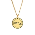 Golden Seal of Solomon Mars amulet necklace with Hebrew engravings on circular pendant - Finger Pattern Amulet (Style 23)